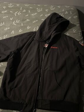 Snap on Black Hooded  Jacket